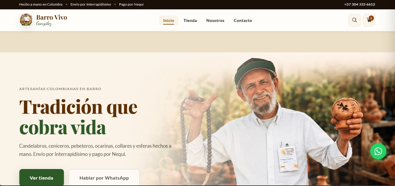 Captura de pantalla del sitio web de Barro Vivo