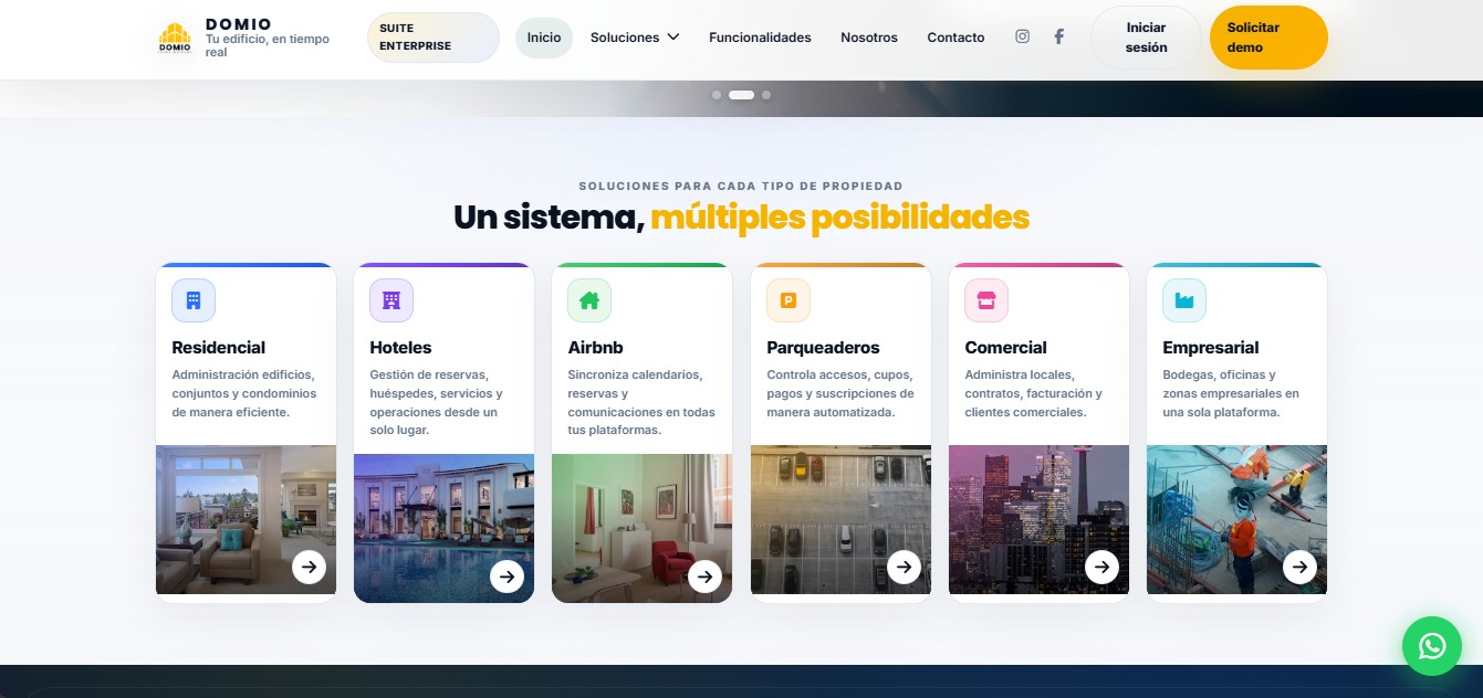 Captura de pantalla del sitio web de Domio Capital