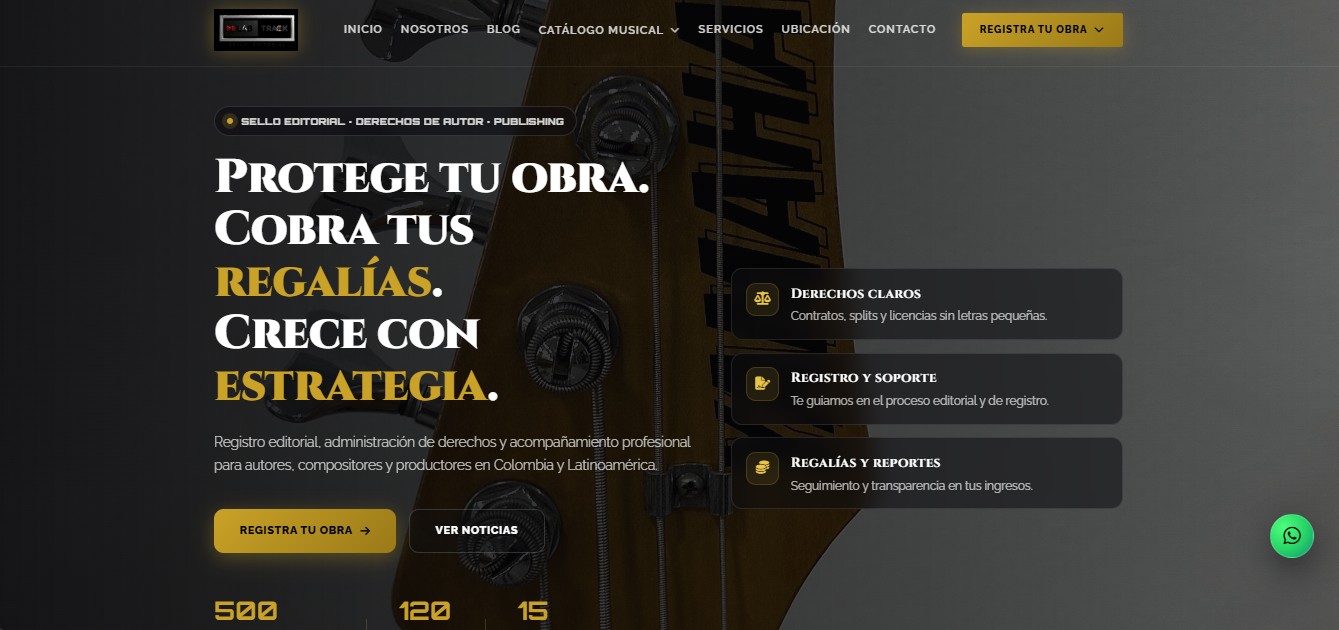 Captura de pantalla del sitio web de LabTrack Sello Editorial