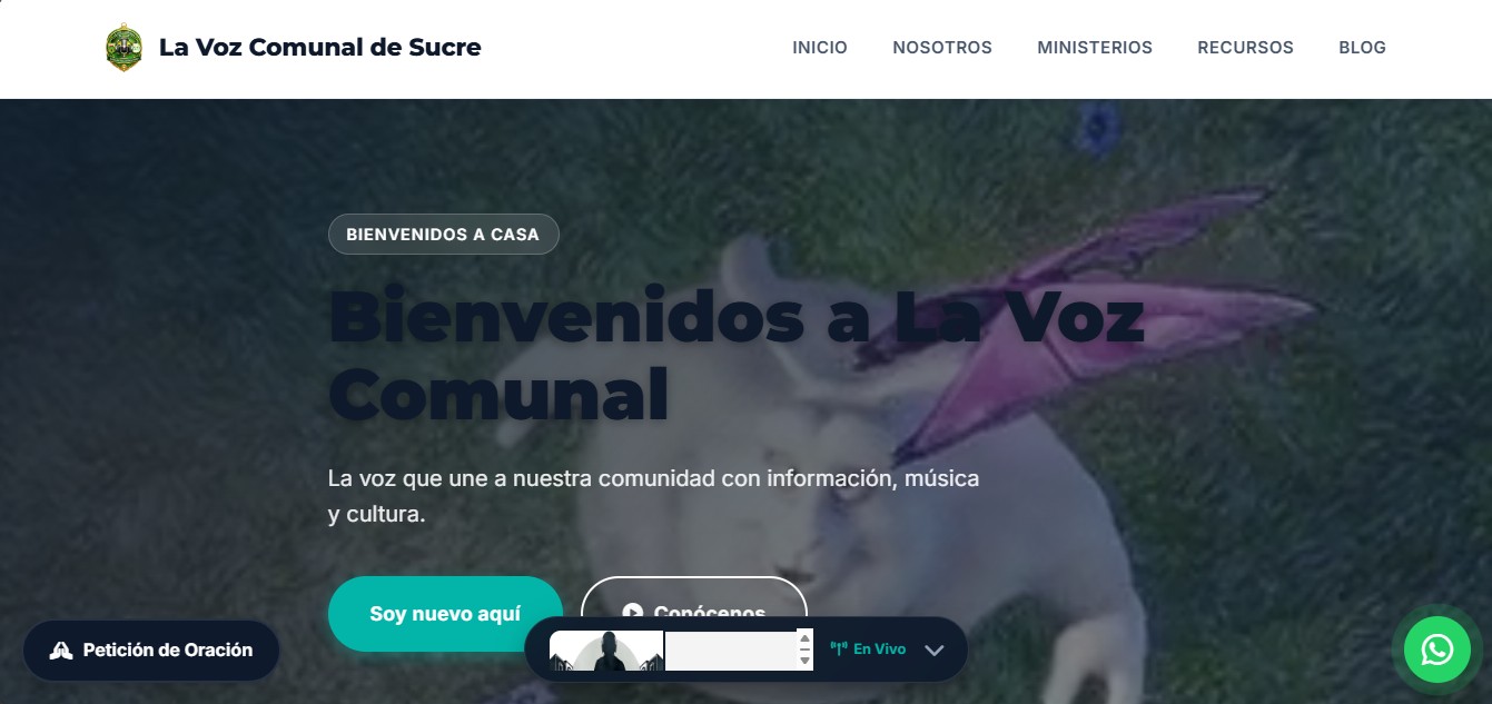 Captura de pantalla del sitio web de La Voz Comunal de Sucre