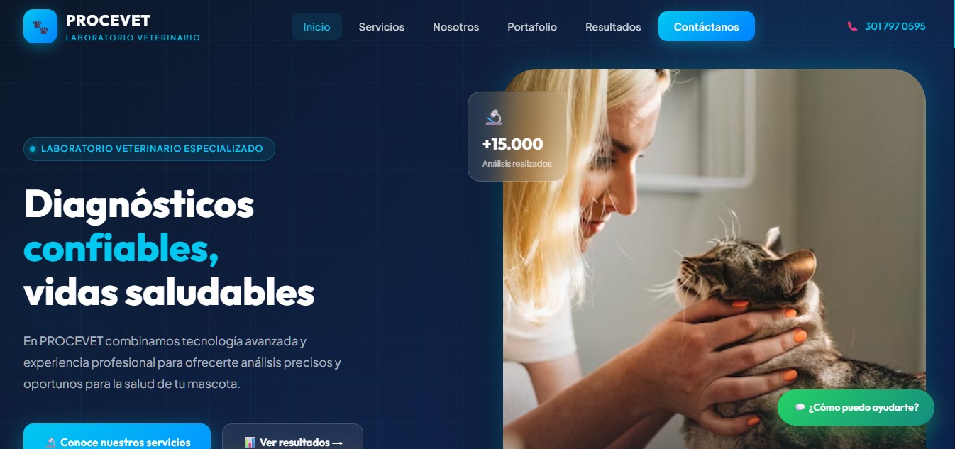 Captura de pantalla del sitio web de Procevet