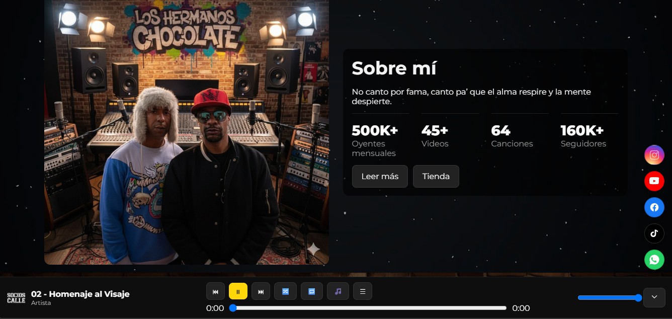 Captura de pantalla del sitio web de Socios Calle