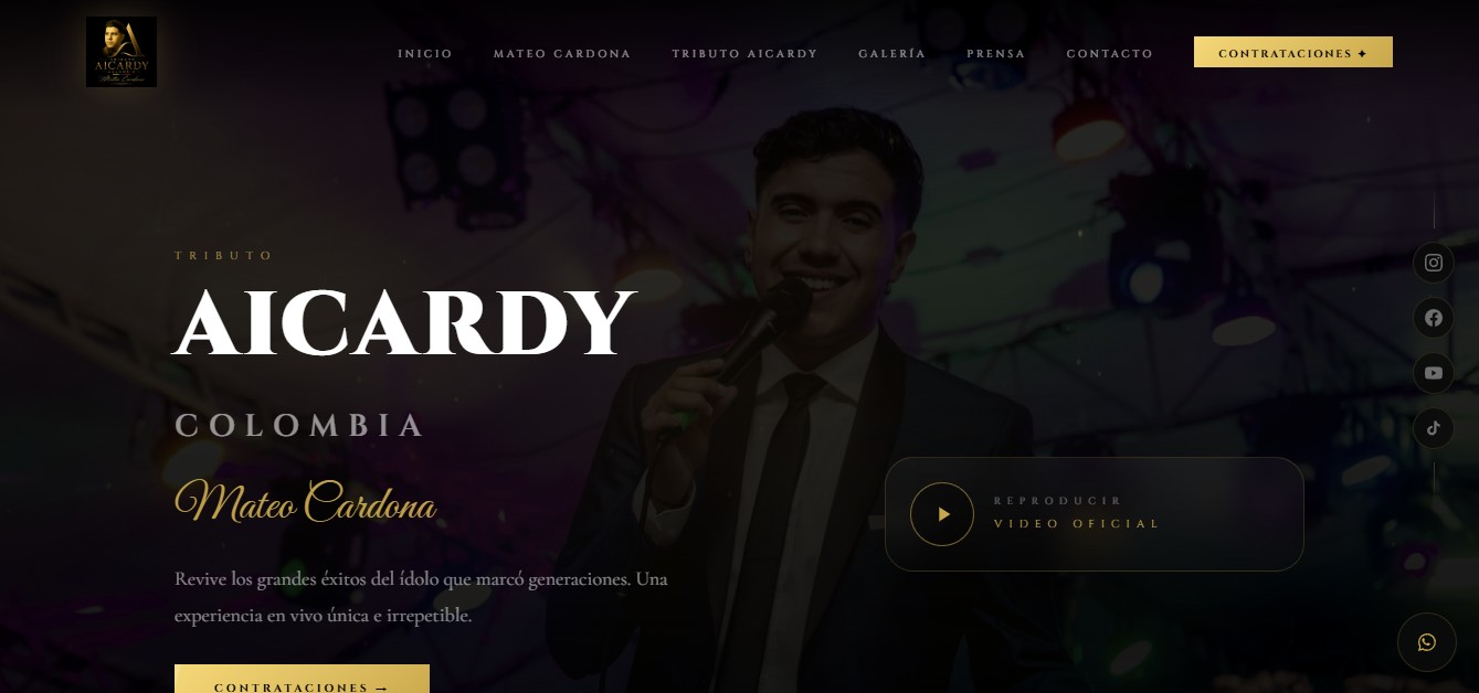 Captura de pantalla del sitio web de Tributo Aicardi Colombia