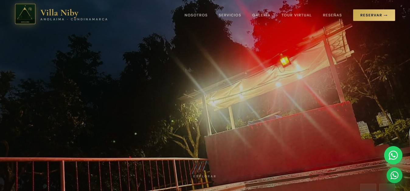 Captura de pantalla del sitio web de Villa Niby